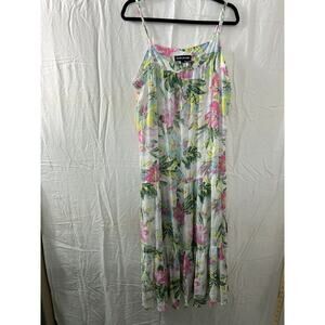 DKNY Jeans Summer‎ Floral Dress XL Sundress Strappy Ruffles Fairy